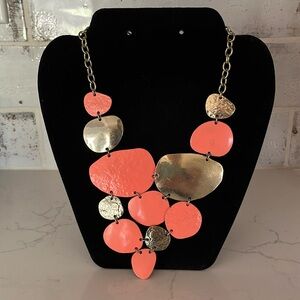 Coral and Gold Plated Accent Necklace